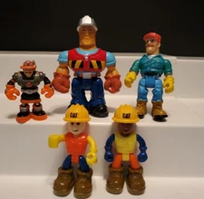 Rescue Heroes Const.  Worker Jointed 2004 Mattel + 2 other & CAT const workers