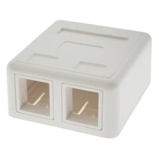 Dual Port Hole RJ45 Network Ethernet Surface Mount Box For Keystone Jack White
