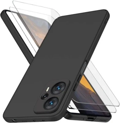 GÉNÉRIQUE Pour XiaoMi Redmi Poco F5 5G Coque gel silicone matte NOIR + 2 verres trempé