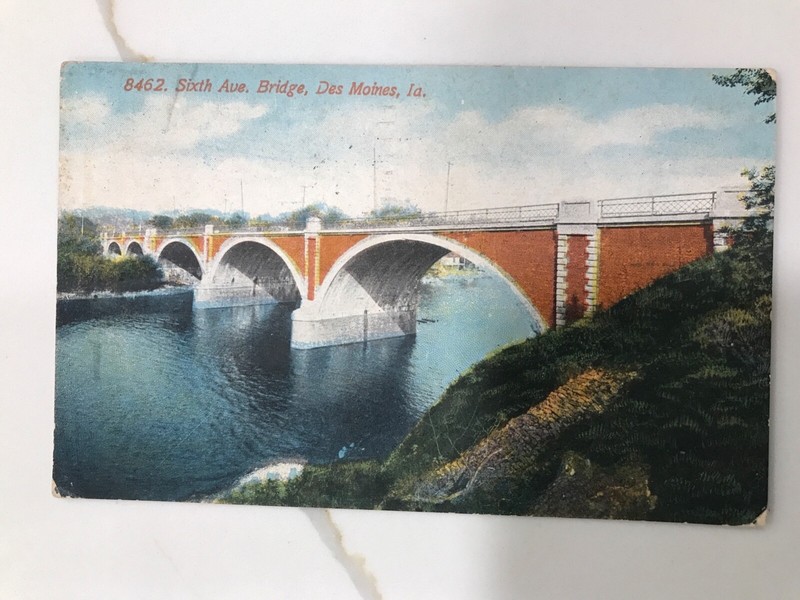 Antique Sixth Ave. Bridge, Des Moines, IA Postcard - Posted 1914 - free postage