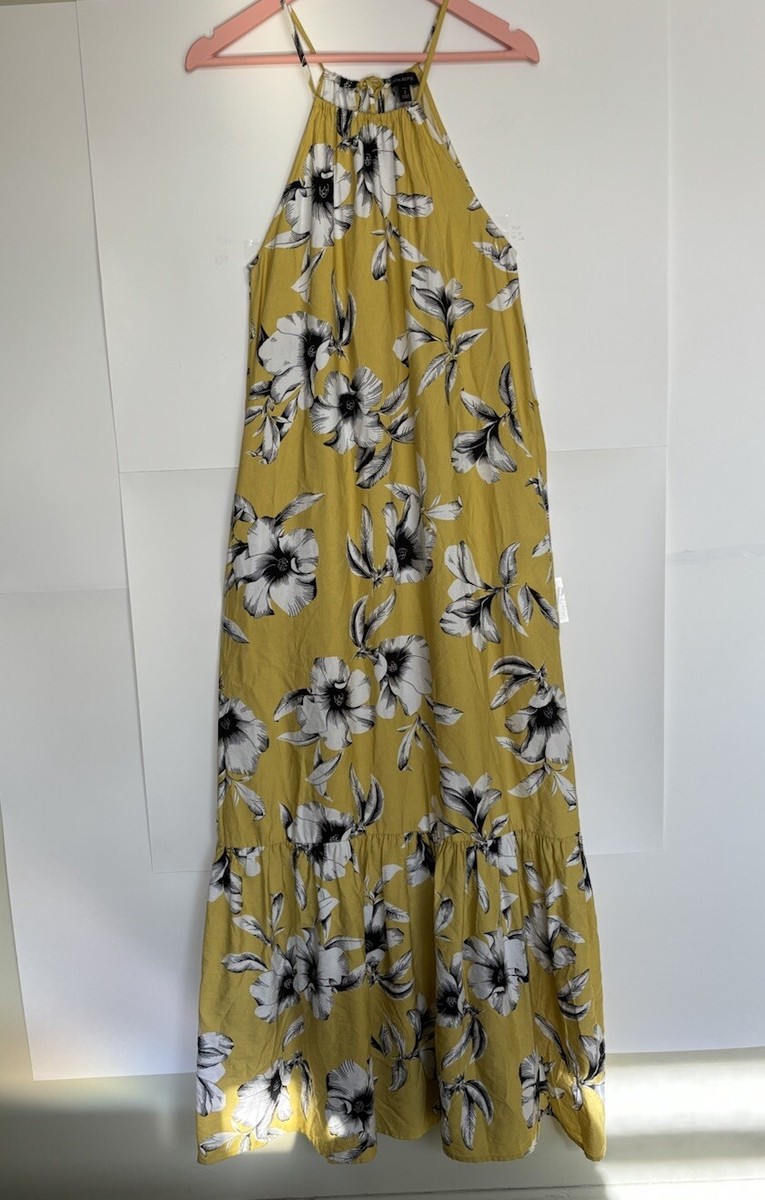 yellow halter dress banana republic Halter Open-Back Maxi Dress