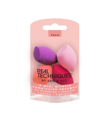 Real Techniques Mini Miracle Complexion Sponges 4 Count Soft, Flexible foam. New