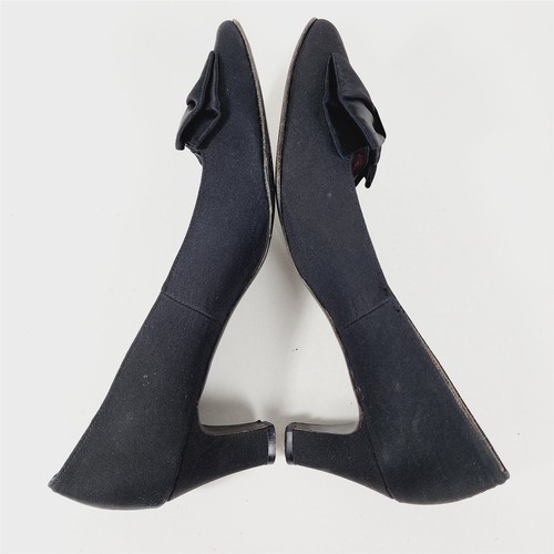 Vintage Joyce California Black Bow Block Heels Shoes Size 8 AA - Picture 8 of 9