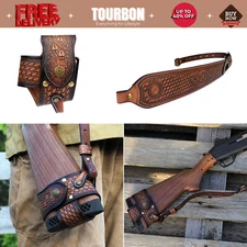 Tourbon Hunting Leather No Drill Gun Sling Carry Strap + Rifle Stock Cover Set