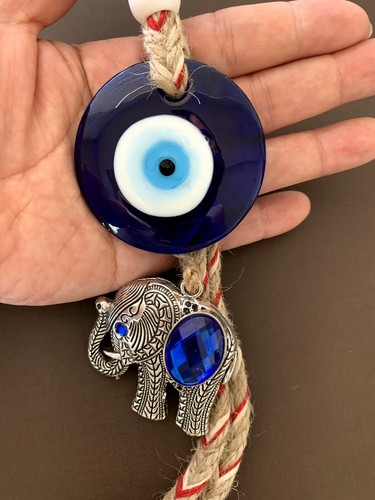 Turkish Blue Evil Eye with Lucky Elephant Amulet Hanging Decor Gift Retro-CL14 - Picture 3 of 5