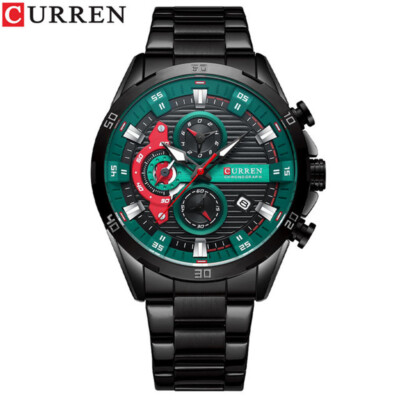 CURREN Men Watches Stainless Steel Wristwatch Male Chronograph Quartz Watch Gift