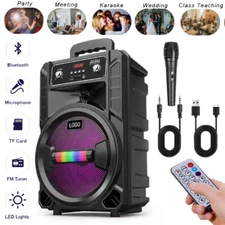 3000W 8" Bluetooth Speaker Sub woofer Heavy Bass Sound System Party&Mic for Home