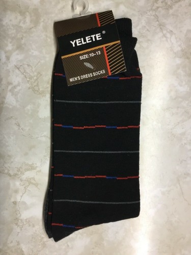 Men’s Yelete Dress Socks-Large-Navy, Black, Gray all with varying color stripes - Picture 4 of 11