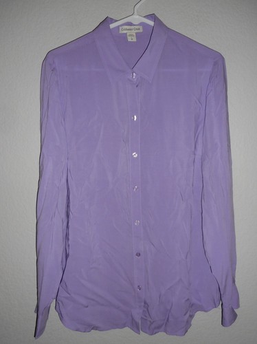 Coldwater Creek NWT Career Dressy HARMONY BUTTON FRONT SHIRT LIGHT PURPLE SZ 14 - Picture 4 of 7