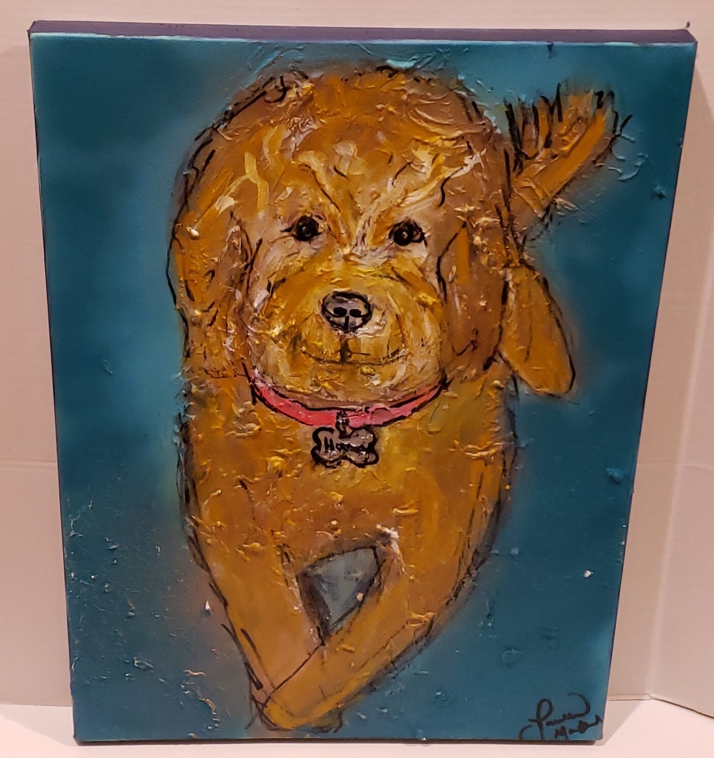 Labradoodle Original Oil Painting Pop Art Abstract Labrador 