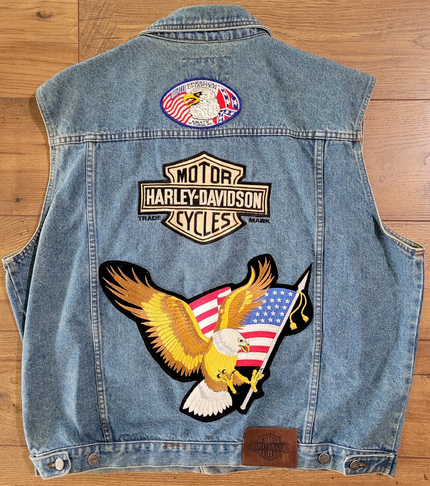 HarleyDavidson Men's XL Denim Jeans Vest with Patches eBay