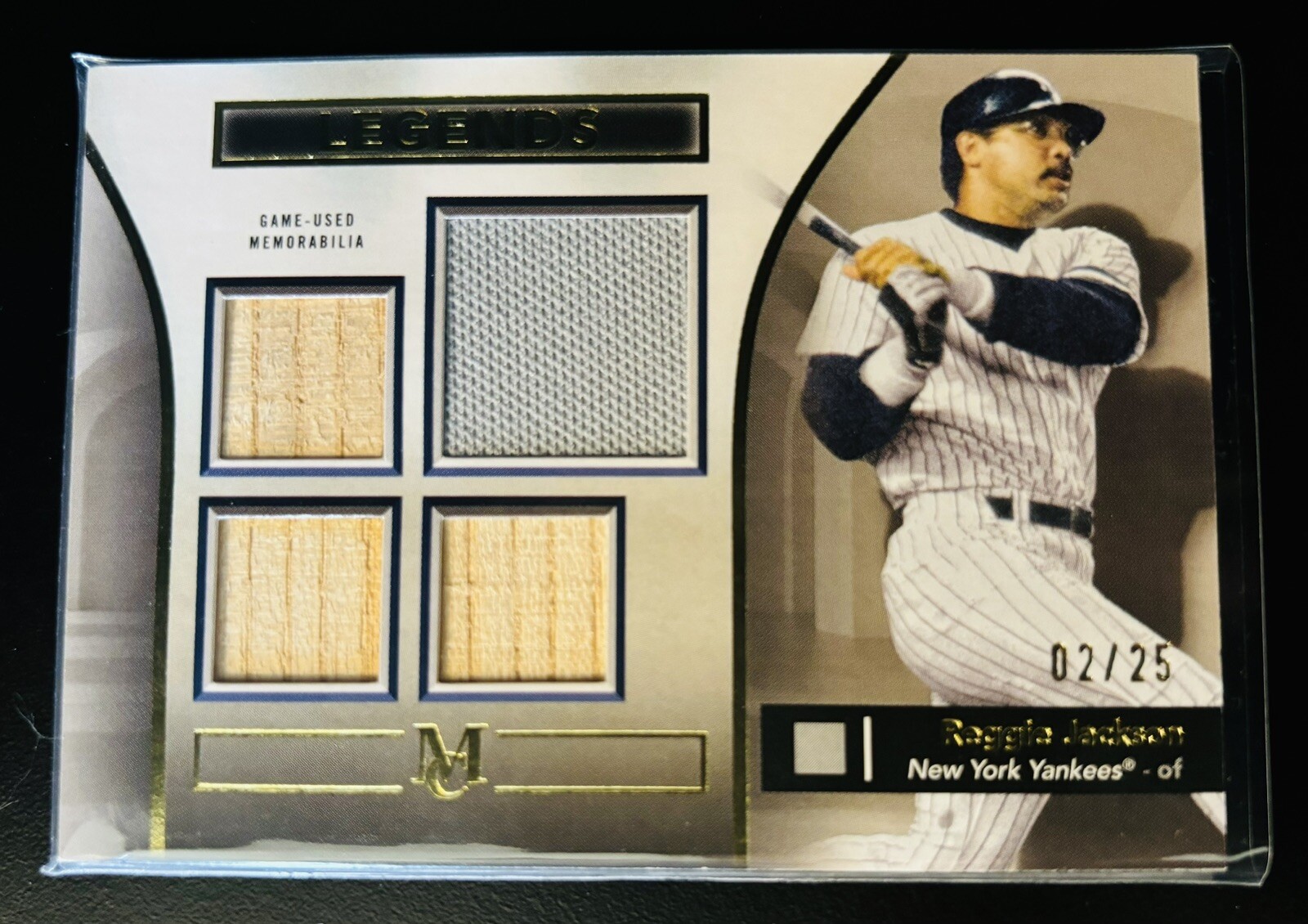 2024 Topps Museum Collection - Single-Player Primary Pieces Quad Relics Legends Reggie Jackson #SPPQR-RJA Gold /25 (MEM)