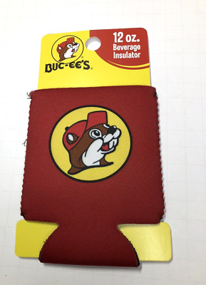 Buc-ee's Travel Center- Red Can Beverage Insulator New Bucky Beaver Logo 12oz.