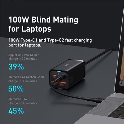 Baseus GaN3 100/ 65W Desktop Charger Quick Charge QC 3.04.0 USB C Type C Phone