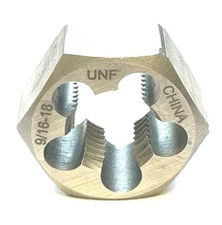 9/16-18 UNF CARBON STEEL HEXAGON RETHREADING DIE - NEW!