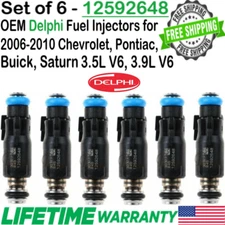 #12592648 OEM Delphi 6Pcs Fuel Injectors For 2006-2010 Chevrolet Impala 3.9L V6