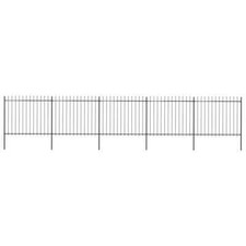 Image of Garden Fence with Spear Steel 8.5x1.5 m Black Q1R4
