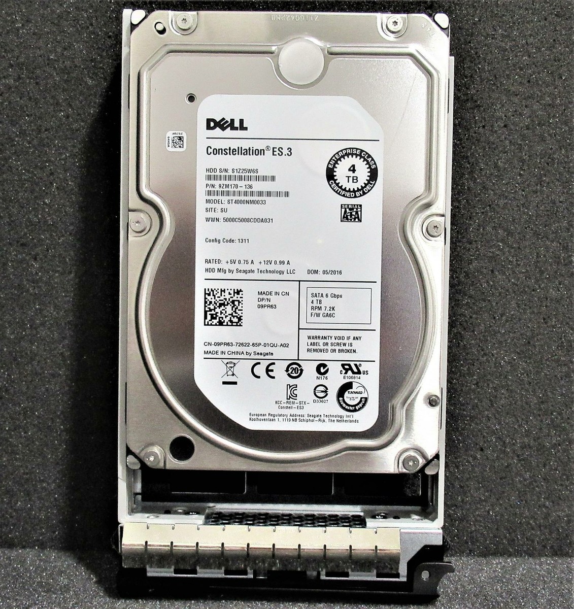 9PR63 DELL ST4000NM0033 CONSTELLATION 4TB 7.2K RPM 6Gb/s 3.5