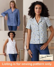 SEWING PATTERN Women Clothes Clothing Button Down Shirt Top Sleeveless Plus 6924