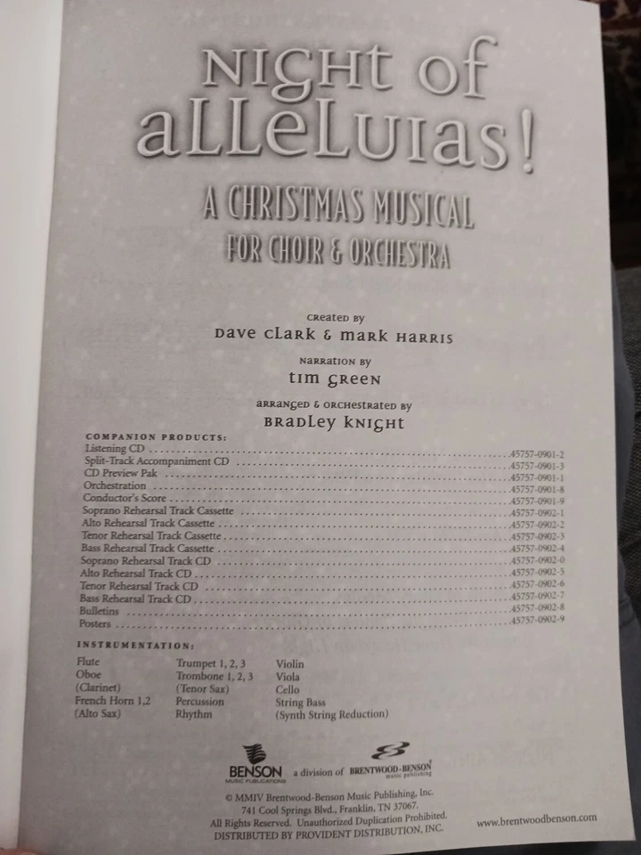 Christmas Choir Contata "Night Of ALLELUIAS!" - 20 Books Musical Narration W/CD - Image 3 of 4