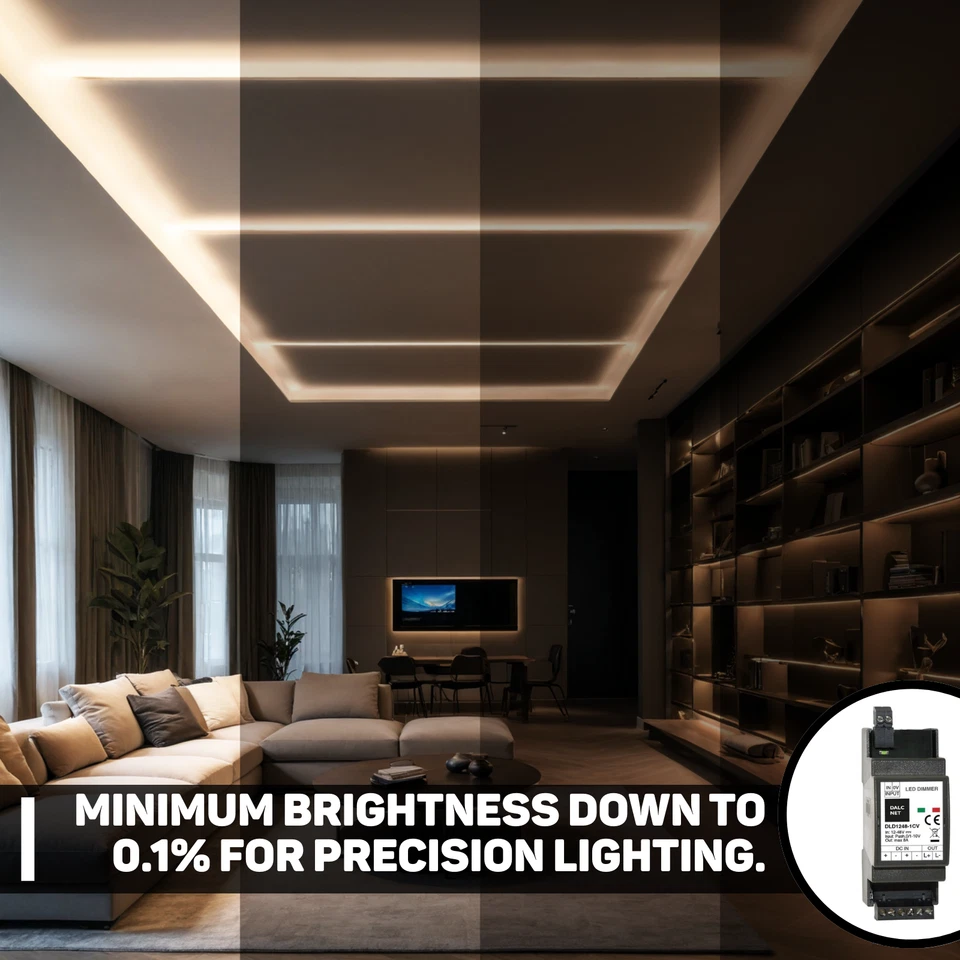 DIN Rail LED Dimmer 1 Channel 0 10V Control 12 48V DC 8A Driver PWM Soft Start - Image 3 of 4