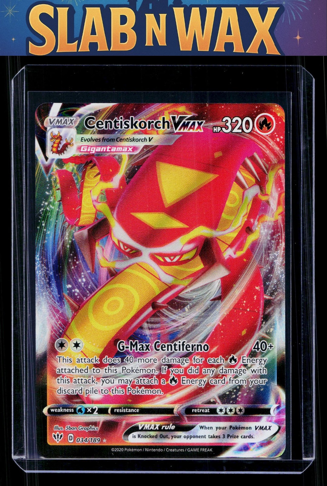 Pokemon tcg SWSH03: Darkness Ablaze Centiskorch VMAX #034/189