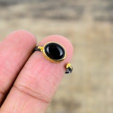 Black Onyx - Brazil 925 Sterling Silver Ring S.Adjustable R87148