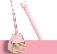Mini Broom with Dustpan for Kids,Little Housekeeping Helper Set Pink