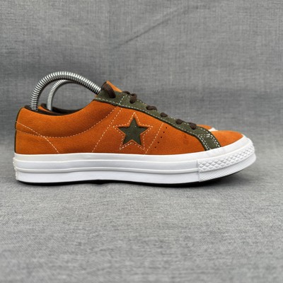 Converse One Star Ox Shoes Mens 7 Womens 9 Bold Mandarin Orange Green Suede Shoe