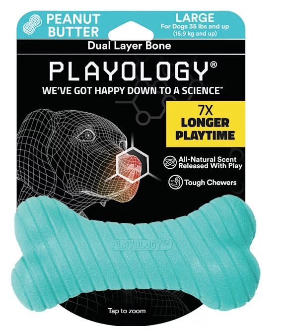 Playology Dual Layer Bone Tough Peanut Butter Scented JUMBO/