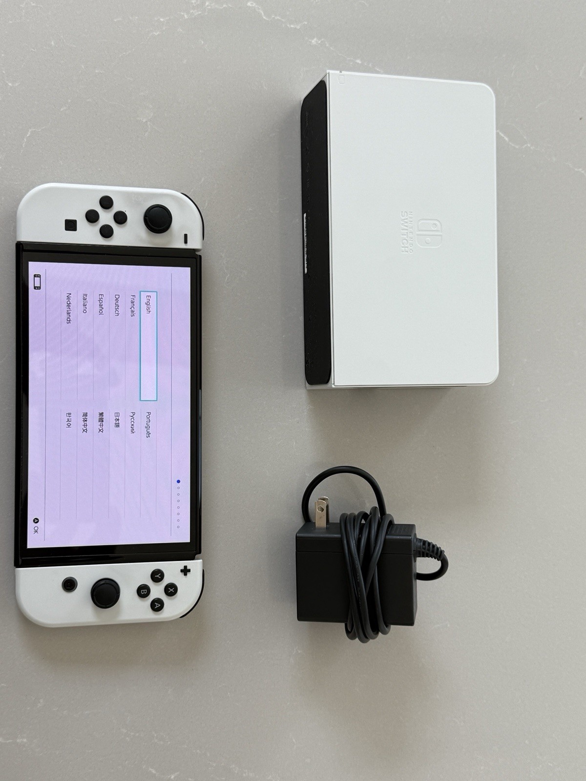 Nintendo Switch OLED White Console HAC-001(-01) + Dock + Charger – Fully Workin