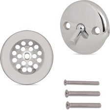 Trip Lever Bathtub Drain Kit with Strainer 2-Hole Overflow Faceplate,