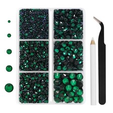 Hotfix Rhinestones 3960pcs, Green Rhinestone for Clothes, Hot Fix Crystals Rh...