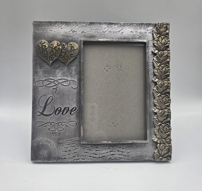 LOVE Quote Desktop Picture Frame Pewter Color With Antiqued Effect Ornate