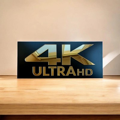 US Stock! 4K Ultra HD Wall Sign Gold Acrylic Home Theater Plaque for Movie Media