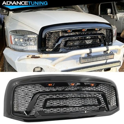 Fits 06-09 Dodge Ram 1500 2500 3500 Gloss Black Front Mesh Grill W/ Signal Light