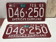 nice PAIR Wisconsin license plates from 1965 -- plate # D46-250