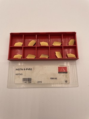 (10 Pcs) New CERATIZIT NGTN-3-PV52 TiN Carbide Cut-Off Inserts .120'' 558193
