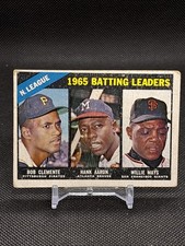 1966 Topps - League Leaders Willie Mays, Roberto Clemente, Hank Aaron #215...
