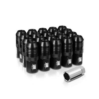J2 Engineering 20Pc Black Aluminum M12 x 1.25 Open End Style Lug