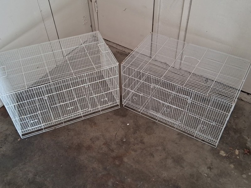 2 Large White Metal Single Tier Cage/Enclosure for Small Animal Critter