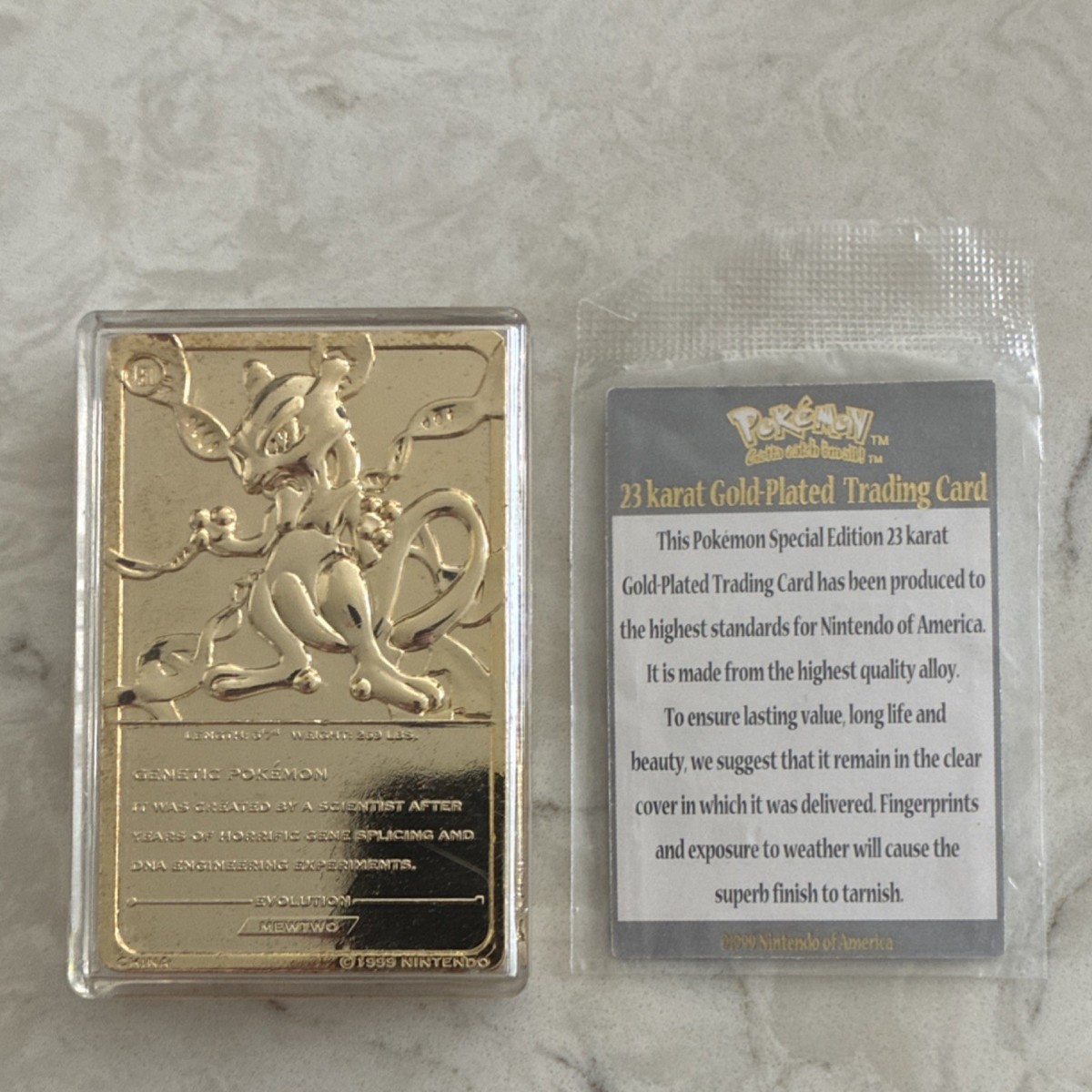 how much is a gold plated mewtwo pokemon card worth 23K Gold-Plated Trading Limited Edition Evolves from Mewtwo V Type are gold plated pokemon cards