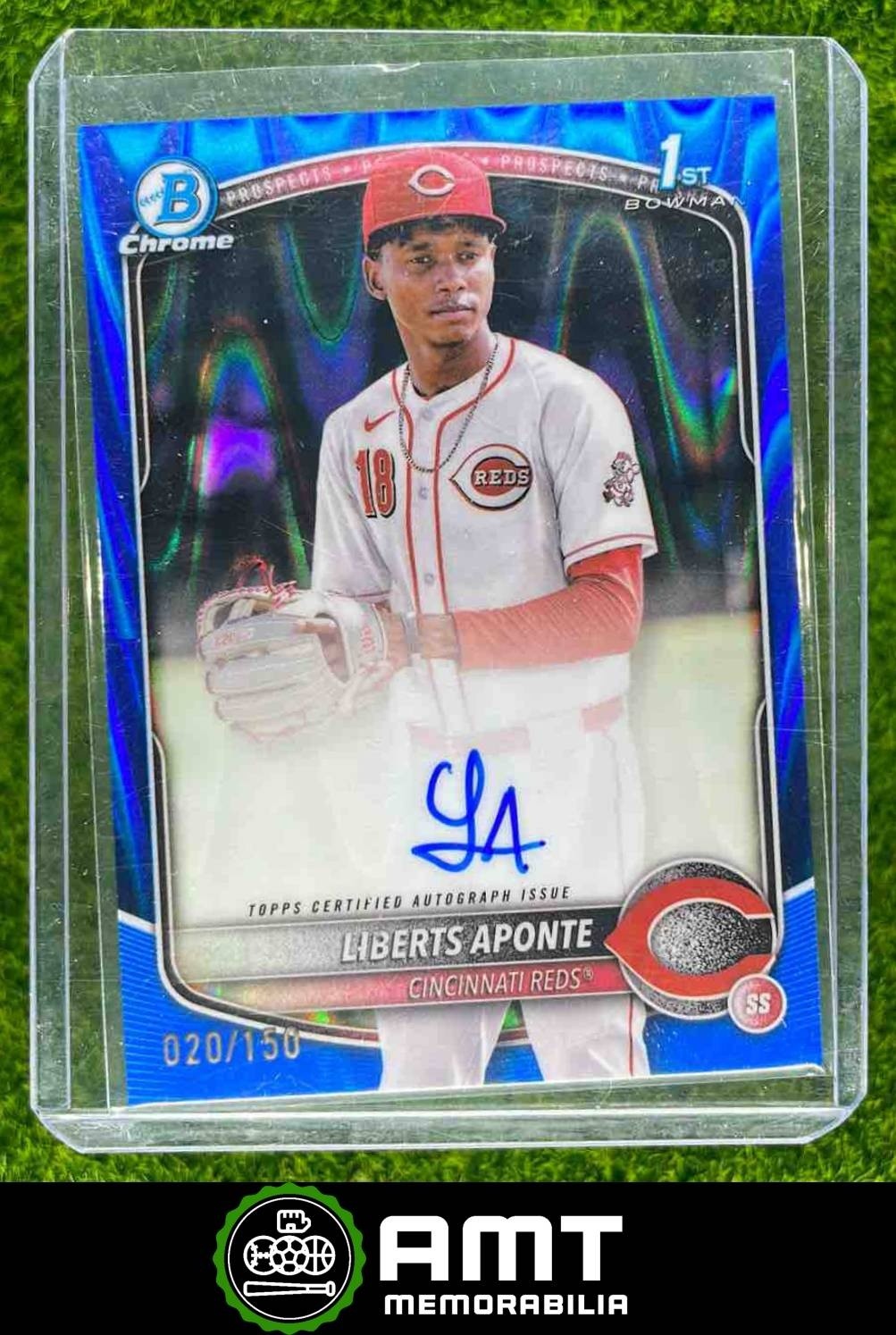 Liberts Aponte 2025 Bowman Chrome 20/150 Prospect Auto Blue RayWave #CPA-LA