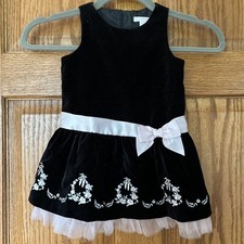 Janie And Jack Velvet Tulle Dress 12-18 Months black Princess Embroidered, Party