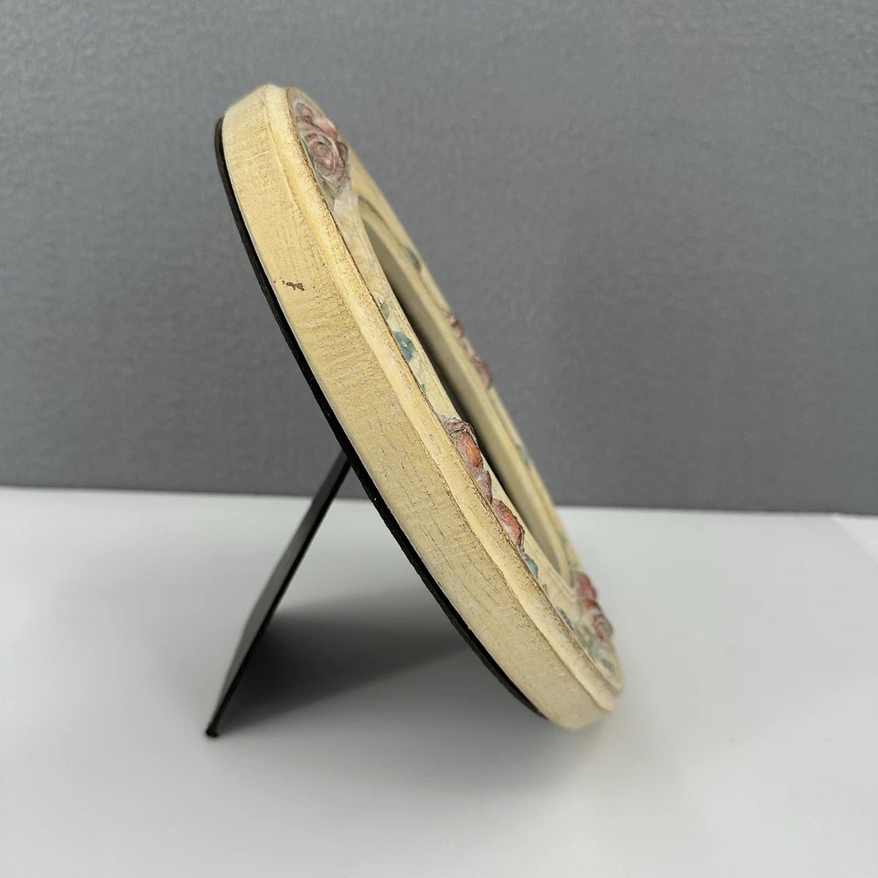 Marco de fotos floral rosa ovalado de 5"x7" con textura de resina para boda decoración de cabaña en mal estado Foto 4 de 4