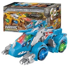 Fun Transforming Dinosaur Car with LED Lights and Music