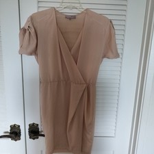 Heed Muted Peach Slightly Shimmery Sheer Short Sleeved Dress Size Small
