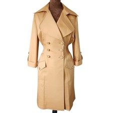 Galize Trench Coat Size 42 Small Made In Turkey Golden Camel Cinched Waist