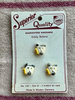 Superior Scotty dog buttons Made in West Germany carded