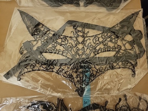 8 Black Lace Animal Masquerade Masks With Black Tie Ribbon - Picture 5 of 9